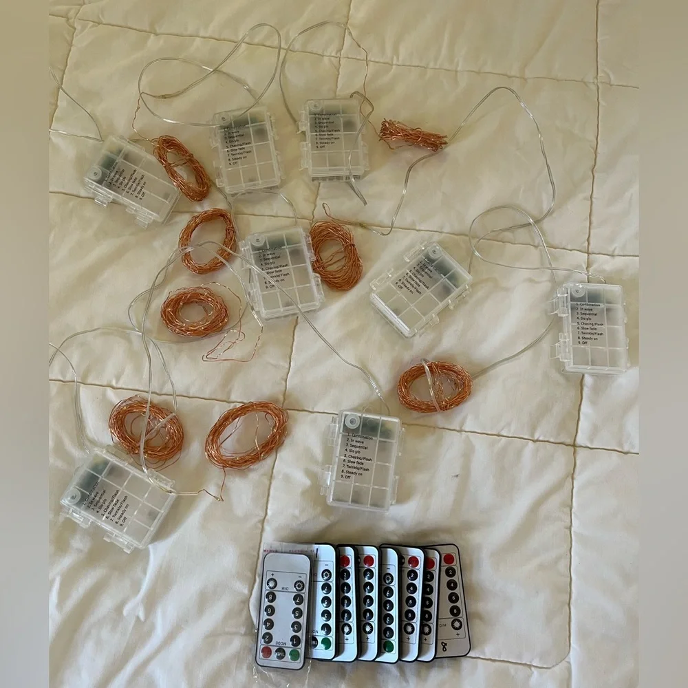 Copper Wire LED Fairy Lights 8 setting AA Battery Powered w/ Remote and Timer